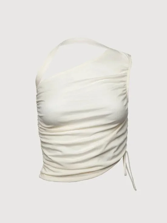 ONE SHOULDER SIDE RUCHED TOP - Picture 4 of 4